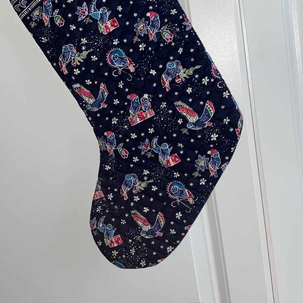 Vera Bradley quilted Christmas‎ stocking blue Owls birds